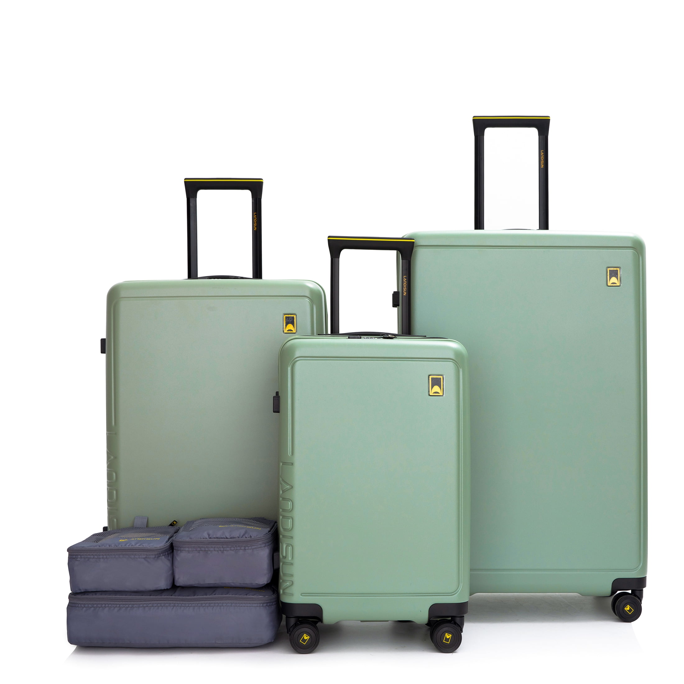 JERFIT 3-Piece Lightweight Hardshell Spinner Luggage Set, TSA Lock, ABS+PC Carry On, Checked & Underseat Suitcases with 360° Wheels, Light Green
