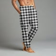 thumbnail image 4 of Dwelliawo Mens Pajama Pants Casual Elastic Waist Pajama Pants with Pockets Soft Sleep Loungewear Pant Bottoms Jogger Sleep Plaid Pants Light Gray XL, 4 of 4