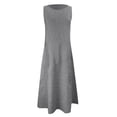 thumbnail image 4 of Riforla Women Casual Striped Sleeveless Dress Crew Neck Linen Pocket Long Dress Petite Spring Maxi Dresses for Women Casual Fall Dresses for Women Womens Dresses Black XXXXL, 4 of 7