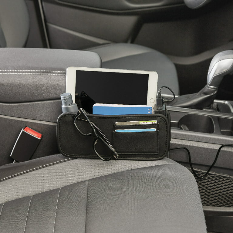 Auto Drive Universal Black Seat Gap Organizer 11x 9.64 x 10.82 with 4  USB Ports