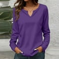 thumbnail image 2 of Womens Tops Spring Long Sleeve Tunic Top V Neck Casual Elegant Blouses Cotton Blend Fabric Lightweight Breathable Wrinkle-Resistant 3Xl Sweaters For Women, 2 of 6