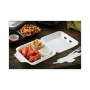 Pactiv Foam Hinged Lid Containers, White, 9 x 9 x 3-1/4, 3-Compartment, 150/Carton -PCTYTD19903
