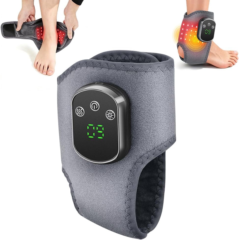 TripleHBB 3 in 1 Foot Massager with Heat, Red Light, Triple Therapy, Cordless, Portable Ankle Massager, 3 Vibration Modes, 3 Heat Levels, 5 Intensity Levels