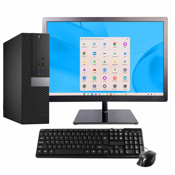 BlairTech Desktop Computer PC – Essential Series – Intel Core i5, 8GB RAM, 256GB SSD, WiFi 6, Bluetooth, HDMI, Display - 22” Monitor w/ Mouse & Keyboard – Powered by Google ChromeOS Flex - Restored