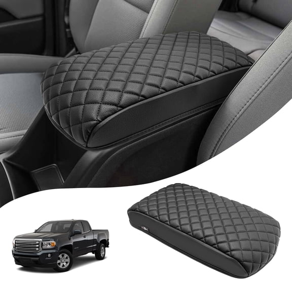 KBH Center Console Cover for 2015-2022 Chevy Colorado GMC Canyon, Anti-Scratch Leather Middle Console Armrest Cover for Truck Accessories Interior, Black
