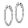thumbnail image 2 of 925 Sterling Silver Rhodium-plated CZ 66 Stone In and Out Hoop Earrings; for Adults and Teens; for Women and Men, 2 of 3