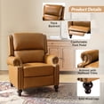thumbnail image 4 of Mid-century Genuine Leather Pushback Recliner Chair with Nailhead Trim Set of 2 Camel, 4 of 6