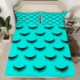 thumbnail image 2 of Castle Fairy Elegant Eyelash 4 Pieces Queen Sheet Sets for Adults Female Women,Black Teal Ultra Soft Flat Sheet,Bling Makeup Queen Fitted Sheet,Lightweight Room Decor, 2 of 7