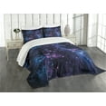 thumbnail image 3 of Ambesonne Space Quilted Bedspread Set 3 Pcs, Sky with Star, Queen Size, Dark Purple and Blue, 3 of 5