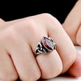 thumbnail image 1 of Men Crystal Ring Party Ceremony Wedding Boys Vintage Style Simple Design Portable Steel Rings Hand Jewellery Birthday Gift Red Size 7, 1 of 6