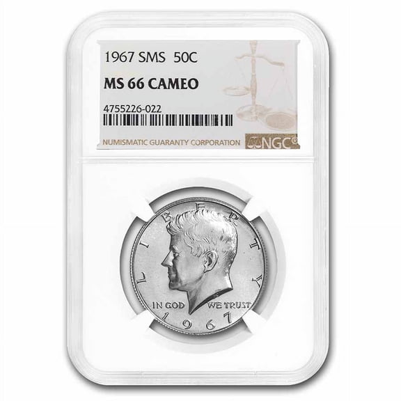 1967 Kennedy Half Dollar SMS MS-66 Cameo NGC