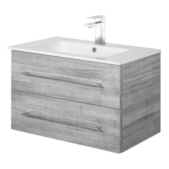 Cutler Kitchen and Bath Kato 30" Cultured Marble/Wood Bathroom Vanity in Gray