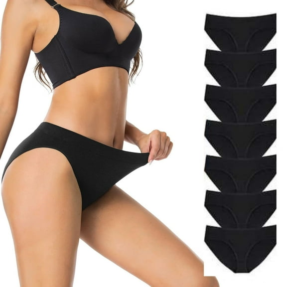 Womens High Cut Briefs Underwear Pack 7,Full Coverage Seamless Stretch Comfort Waistband Hi-Cut Panties for Ladies