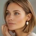 thumbnail image 6 of 14K Solid Yellow Gold Mother of Pearl Leaf Drop Dangle Earrings, 6 of 10