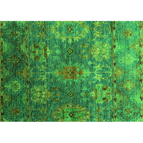 Ahgly Company Indoor Rectangle Oriental Green Industrial Area Rugs, 7' x 10'