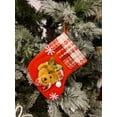 thumbnail image 5 of Christmas Joy, Set of 4, 3D Christmas Theme Stockings Gift & Candy Bag & Tableware Holder Ornament Animated Santa Reindeer Snowman Dog, Red Plaid, Set of 8, 5 of 11