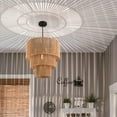 thumbnail image 2 of C Cattleya 1-Light 17.5 in 3 Tiered Jute Rope Shade Adjustable Height Ceiling Mount Chandelier, 2 of 5