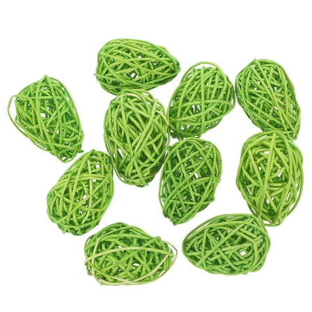 10 Pcs Rattan Easter Party Decorations Fake Eggs Artificial Decorator Child Baby Green