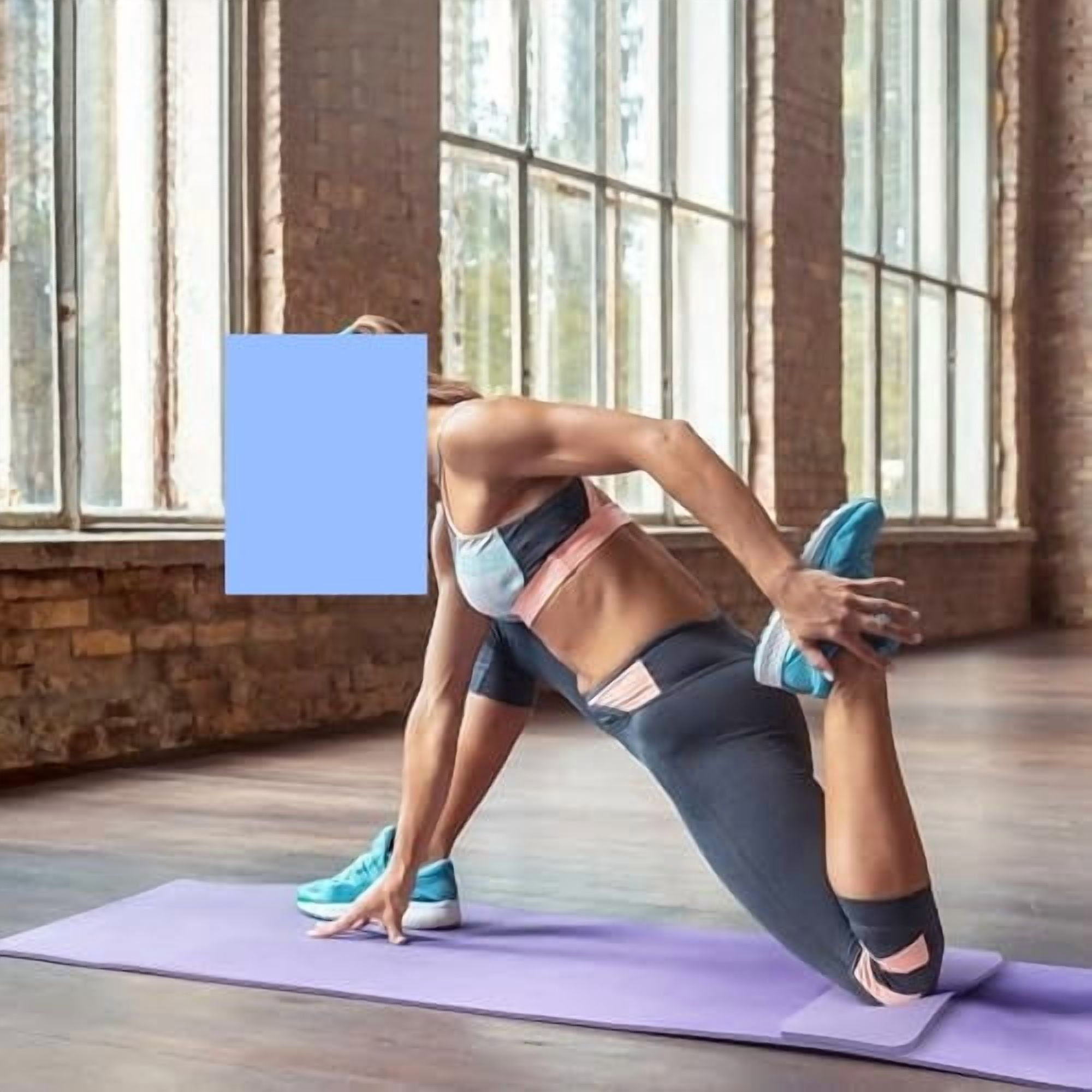 1/2-Inch High Density Exercise Yoga Mat with Strap | Multiple Options Purple,Yoga Mat w/Knee Pad