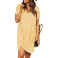 thumbnail image 2 of B91xZ Robes Formelles pour Femmes Manches Courtes Maxi Robes Robe de Plage d'Été avec Poches, Jaune XXXL, 2 of 3