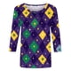 thumbnail image 5 of Camisetas Casuales de Manga 3/4 para Mujeres con Estampado de Carnaval, Cuello Redondo, 5 of 5