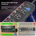 thumbnail image 5 of 6 Outlets Surge Protector Metal Heavy Duty Power Strip With Individual Switches, Flat Plug 6ft Extension Cord, 5 of 9