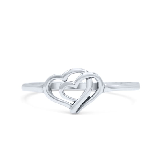 Dainty Infinity Casual Chic Double Heart Oxidized Ring Band 925 Sterling Silver Size 4