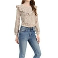 thumbnail image 4 of INSPIRE CHIC Women's Floral Printed Top Long Sleeve Round Neck Ruffle Collar Blouse, 4 of 5