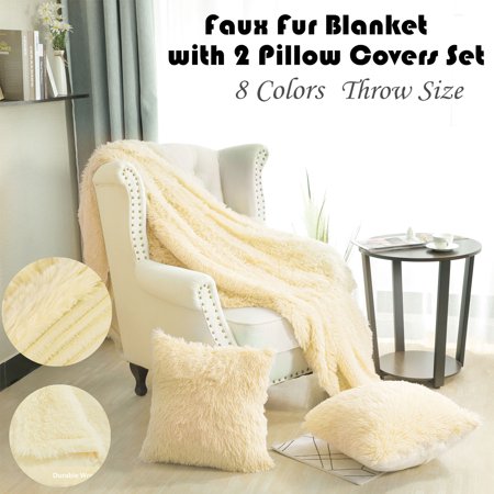 faux fur blanket pillow cover set dark pink