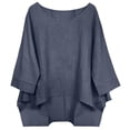 thumbnail image 3 of Frostluinai Oversized Tops for Women Crew Neck 3/4 Length Sleeve Shirts Solid Loose Fit Tee Shirts Casual High Low Blouses Shirts, 3 of 8