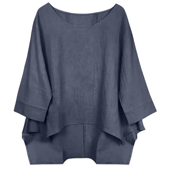 Ashirexll Tops for Women Trendy, Fashion Casual Loose Linen Round Neck Short Sleeve Embroidery T Shirts