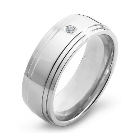 Crucible Titanium 0.03 CTW Diamond Ridged Band Ring (H-I, SI2)