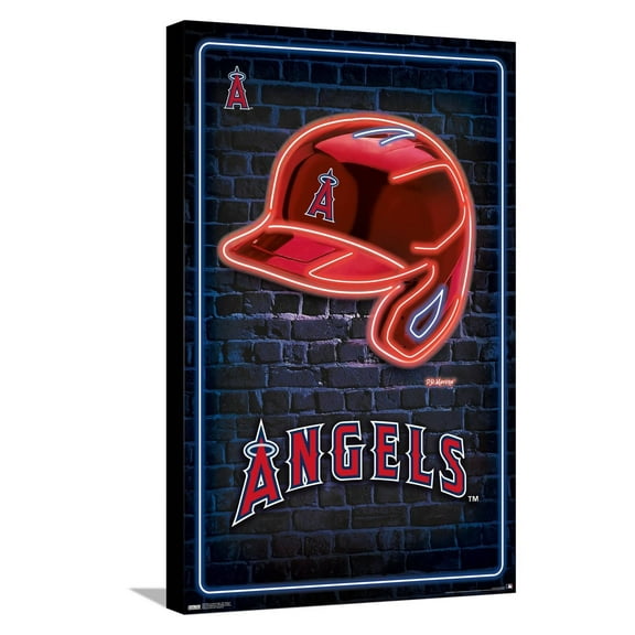 MLB Los Angeles Angels - Neon Helmet 23 Canvas Wall Poster, 14.725" x 22.375"