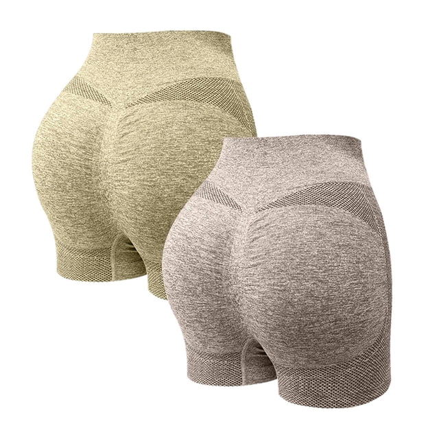 Plebaso Lot de 2 Shorts de Cyclisme Respirants pour Femmes, Shorts de Yoga Taille Haute pour Course