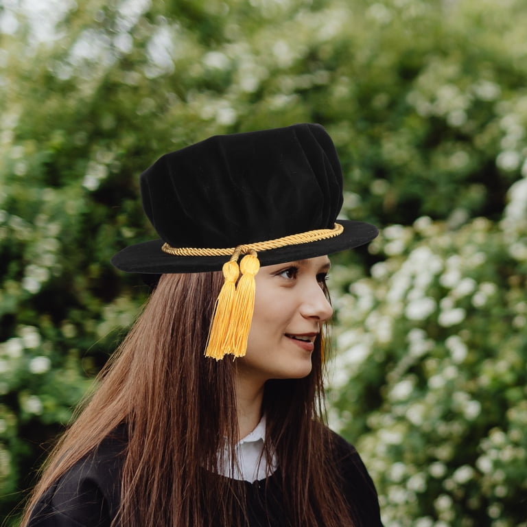 Graduation Hat Caps Black Formal Dress Bucket Woman Summer Photo Prop Doctorate Gifts Velvet Men and Women