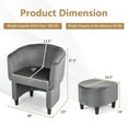 thumbnail image 2 of YYAo Accent Armchair, Single Sofa Chair, Upholstered Velvet Barrel Chair with Ottoman-Grey, 2 of 6