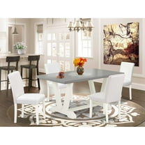 East West Furniture V-Style 5-piece Dining Set with Leather Seat in White