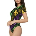 thumbnail image 2 of Haiem Mardi Gras1 Women's Crew Neck Short Sleeve Bodysuit Tops Stretchy Slim Basic-Medium, 2 of 9
