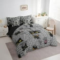 thumbnail image 2 of Erosebridal Funny Black Cat Bedding Sets Queen Size, Grey Geometric Blocks Comforter Sets with Sheets, Kitten Home Decor, Super Cozy 7 Pieces, 2 of 5