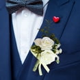 thumbnail image 2 of Bride and Groom Boutonniere Bridesmaid and Groomsmen Corsage Rose Boutonniere, 2 of 7