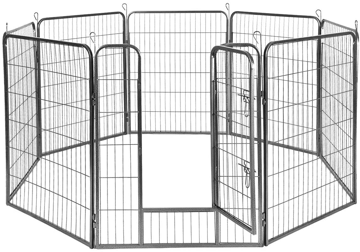 40 inch Dog Fence with Door, 8 Panels Dog Playpen for Outside Large