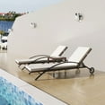thumbnail image 1 of vidaXL Sun Loungers with Table Poly Rattan Brown, 1 of 4