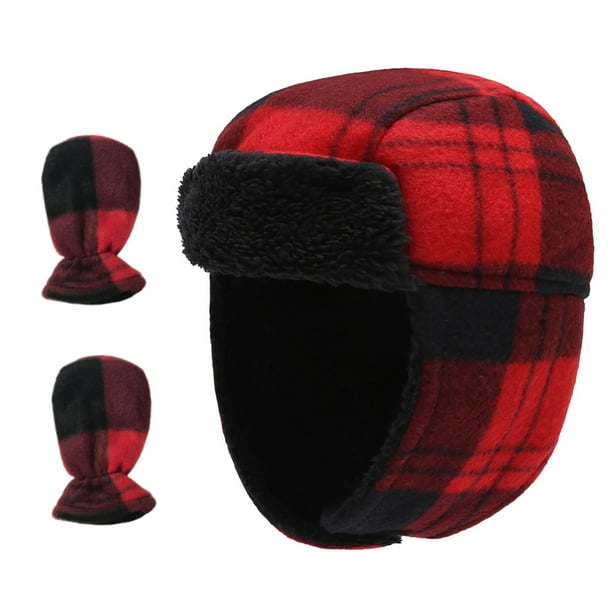 Qarigey 1 juego de gorro de esquí, gorros de invierno, accesorio de lana para resistir la frialdad, cuadros rojos Type3 NO3