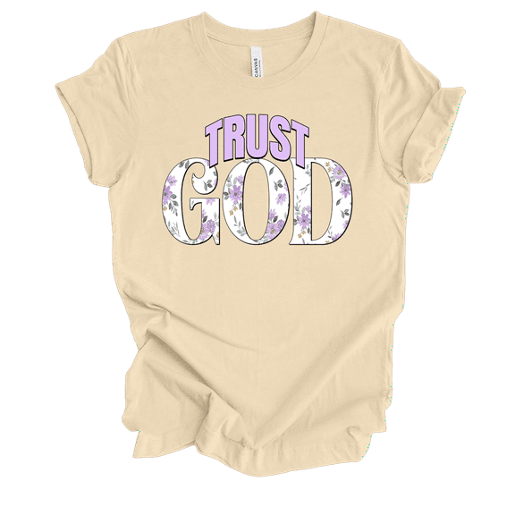Trenz Shirt Company Fear Not Floral Spring Design Trust God Womens Christian Short Sleeve T-shirt-Soft Cream-large