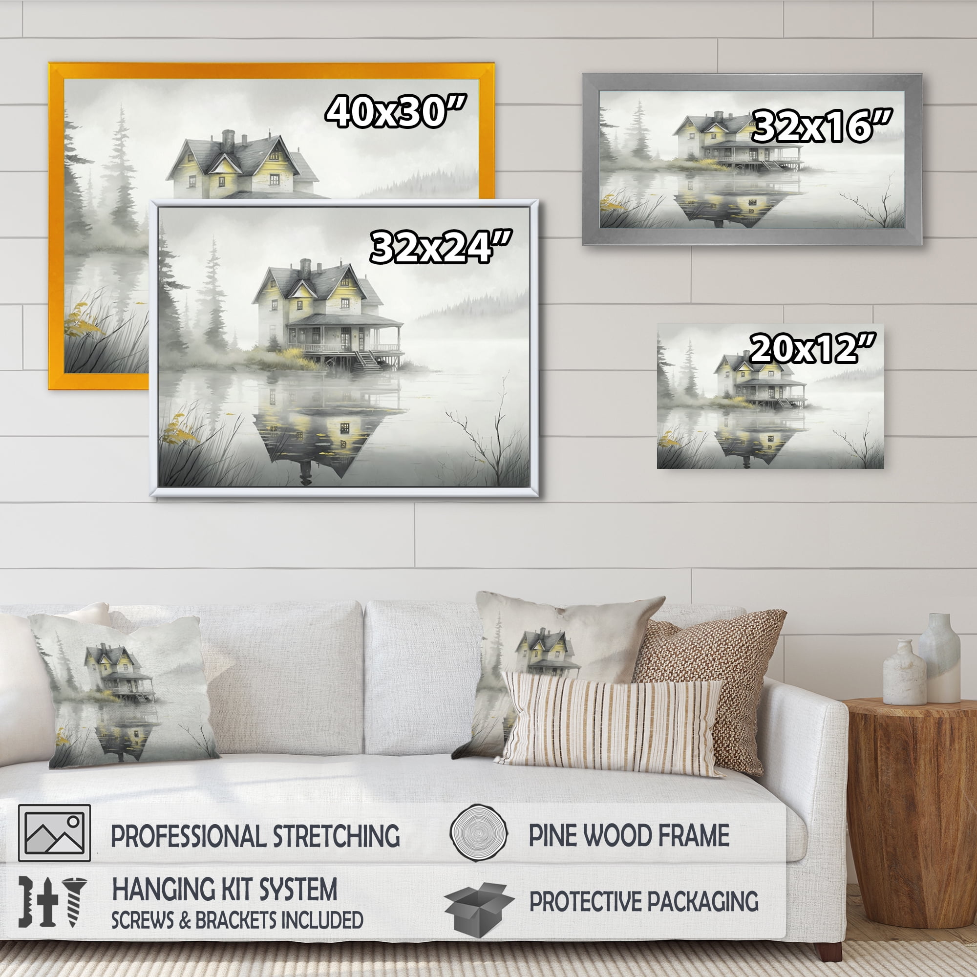 Designart Cottage By The Lake IV Canvas Wall Art