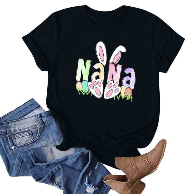 XWSHYW Hauts d'Été pour Femmes Mode pour Femmes Imprimé Manches Courtes Blouse Ample Drôle Col Rond T-Shirt Hauts Liquidation Offre