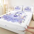 thumbnail image 4 of Manfei Kawaii Bow Ghost Queen Sheets 4 Pieces, Happy Halloween Floral Pumpkin Queen Sheet Sets, Purple White,1 Fitted Sheet, 1 Flat Sheet and 2 Pillowcases, 4 of 5