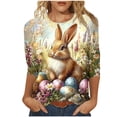 thumbnail image 1 of Mujeres 3/4 Manga Tops Y Blusas Impresas Cuello Redondo Suéter Camiseta para las Mujeres, Casual Blusa de Moda para el Uso Diario, 1 of 5