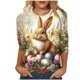 thumbnail image 1 of Mujeres 3/4 Manga Tops Y Blusas Impresas Cuello Redondo Suéter Camiseta para las Mujeres, Casual Blusa de Moda para el Uso Diario, 1 of 5
