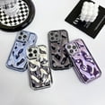 thumbnail image 4 of Cute Luxury Glossy Meteorite Texture Water Ripple Shape Camera Lens Protection Case, Electroplate Soft Shockproof Back Cover foriPhone 14. (Purple), 4 of 13